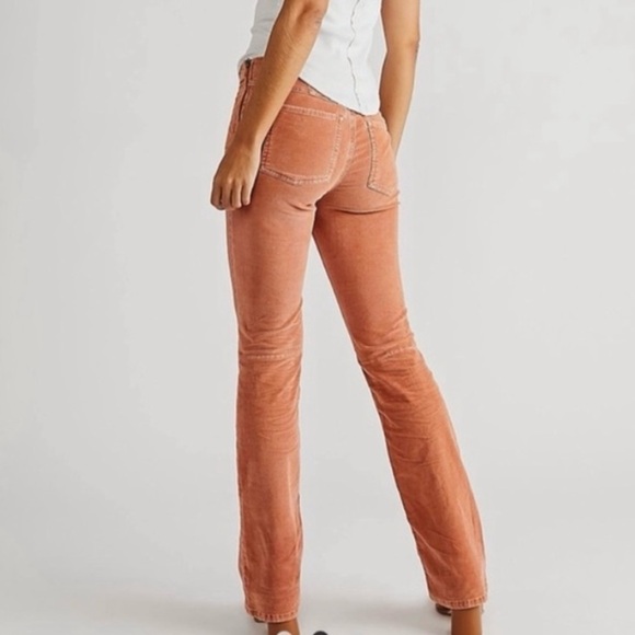 We The Free The Jenny Slim Flare Corduroy pants Cognac Side zip Women’s 27 NEW - Picture 2 of 13